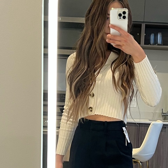 Cropped Cardigan - Cream - Picture 2 of 3